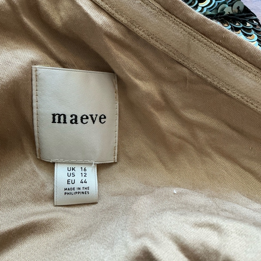 Anthropologie Maeve One Shoulder Sequin Dress with Shoulder Bow, size 12 - Picture 9 of 14